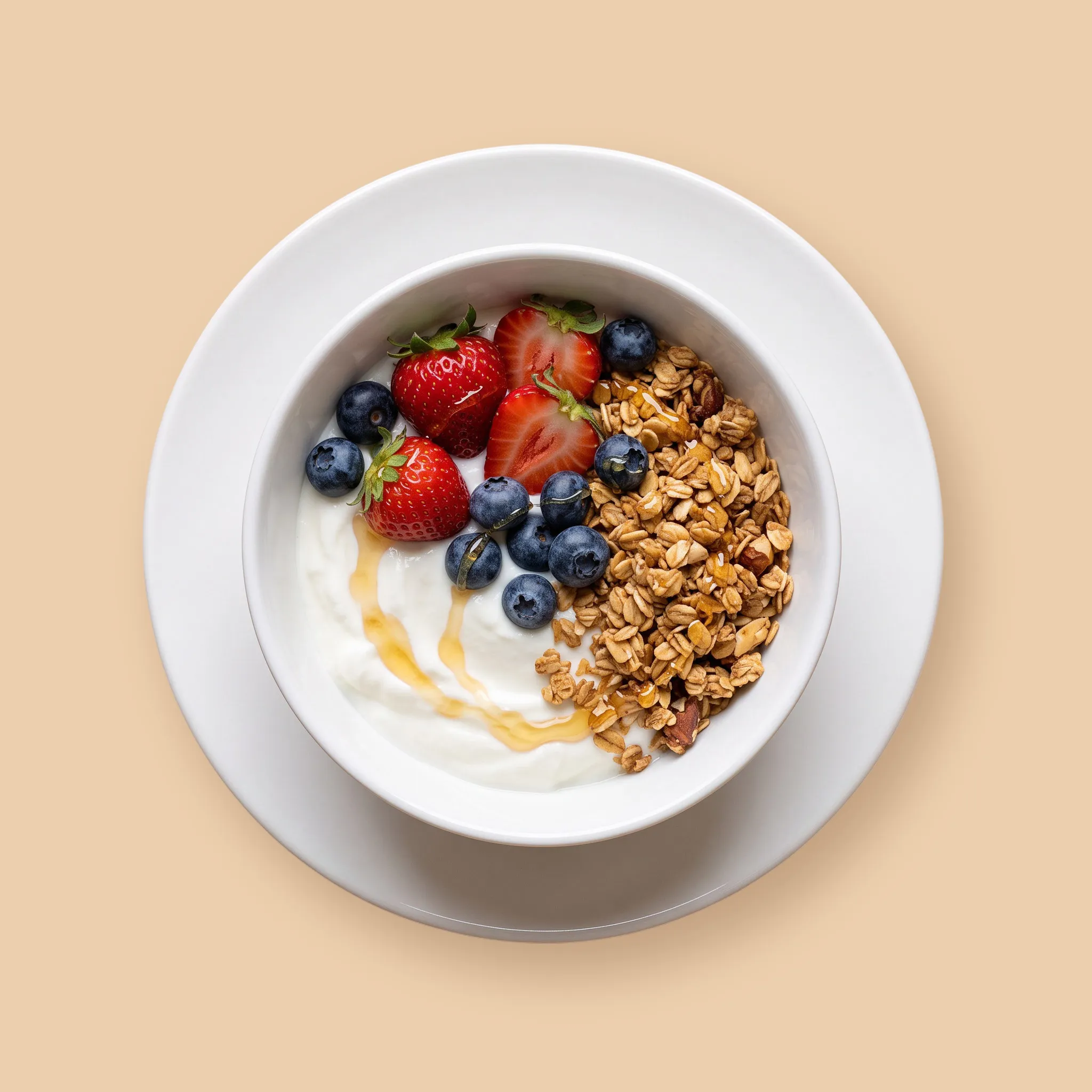Yogurt Bowl: yogur griego natural con fruta de temporada, granola y miel